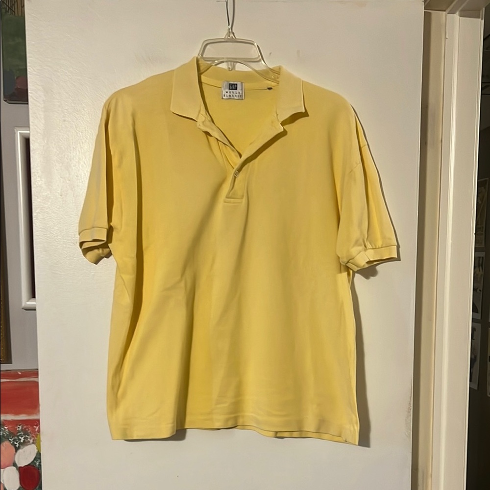 Gap mens yellow pique polo collar short sleeve shirt